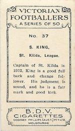 1933 Godfrey Phillips Victorian Footballers (A Series of 50) #37 Stuart King Back